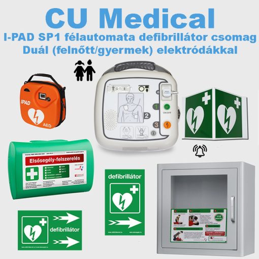 OFFICE PLUS csomag: CU Medical I-PAD SP1 félautomata defibrillátor duál elektródával