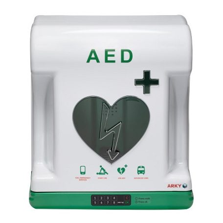 ARKY Core Plus, fűtött, PIN kóddal nyitható, riasztóval és világítással ellátott defibrillátor szekrény