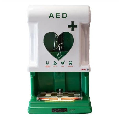 ARKY Core Plus, fűtött, PIN kóddal nyitható, riasztóval és világítással ellátott defibrillátor szekrény