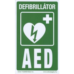   Defibrillátor jelző matrica "Defibrillátor - AED" felirattal
