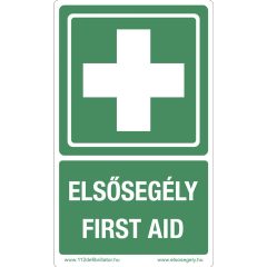   Elsősegélyhely jelző matrica "Elsősegély-First Aid" felirattal