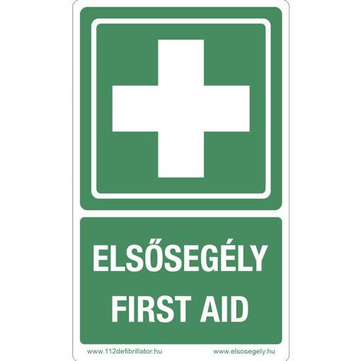 Elsősegélyhely jelző matrica "Elsősegély-First Aid" felirattal