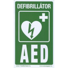   Defibrillátor jelző műanyag tábla "Defibrillátor - AED" felirattal