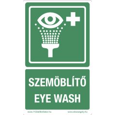   Szemöblítő műanyag tábla "Szemöblítő - Eyewash" felirattal