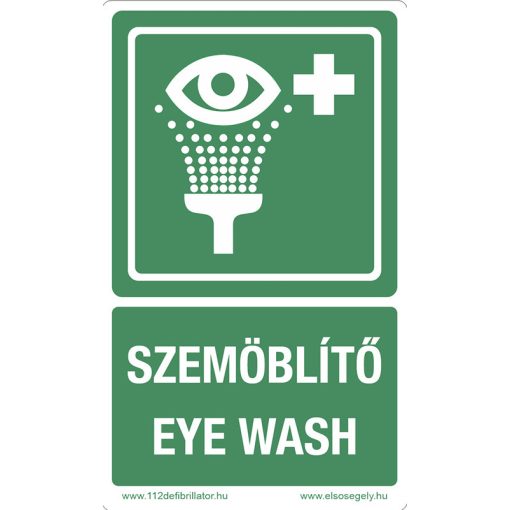 Szemöblítő műanyag tábla "Szemöblítő - Eyewash" felirattal