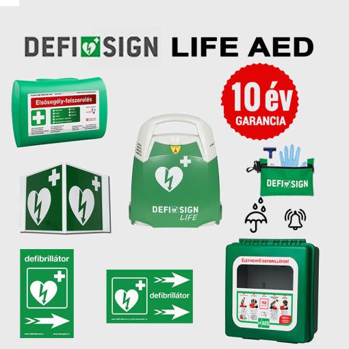 Ipari csomag: DefiSign LIFE automata defibrillátor 10 év garancia + Por és vízálló tároló