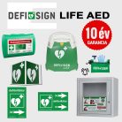 Irodai csomag: DefiSign LIFE félautomata defibrillátor 10 év garancia + AED tároló