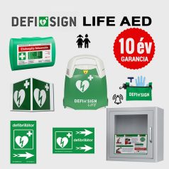   Iskolai csomag: DefiSign LIFE félautomata defibrillátor 10 év garancia + gyermek elektróda és AED tároló