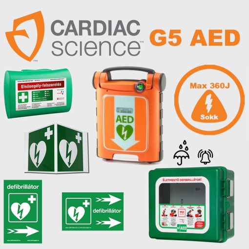 Ipari csomag: CardiacScience (félautomata) Powerheart G5  Por és vízálló tárolóval