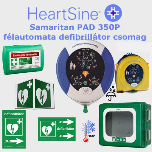 Ipari csomag: HeartSine Samaritan PAD 350P Fűtött por és vízálló tárolóval
