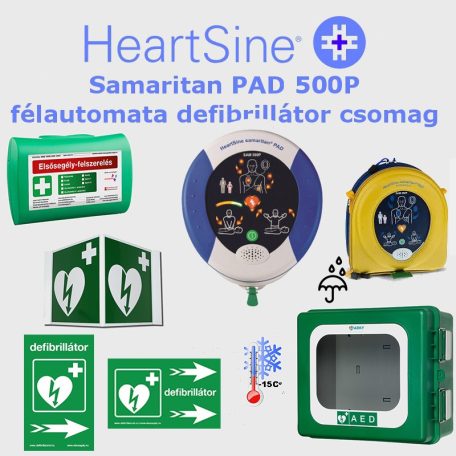 Ipari csomag: HeartSine Samaritan PAD 500P Fűtött por és vízálló tárolóval