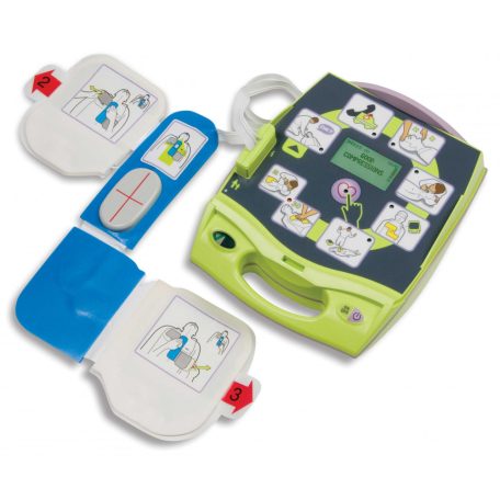 Ipari csomag: Zoll AED Plus félautomata defibrillátor fűtött riasztós por és vízálló AED tárolóval