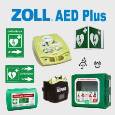   Ipari csomag: Zoll AED Plus félautomata defibrillátor riasztós por és vízálló AED tárolóval