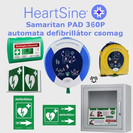 Irodai csomag: HeartSine Samaritan PAD 360P Riasztós AED tárolóval