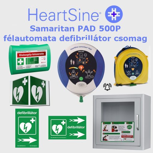 Irodai csomag: HeartSine Samaritan PAD 500P Riasztós AED tárolóval