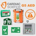 Irodai csomag: CardiacScience (félautomata) fém AED tárolóval