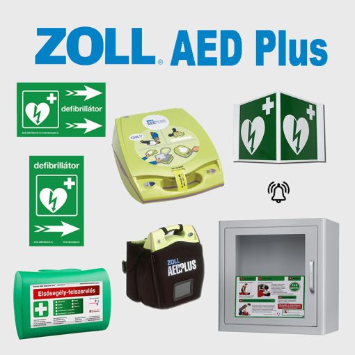 Irodai csomag: Zoll AED Plus félautomata defibrillátor riasztós AED tárolóval