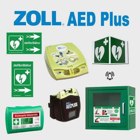 Irodai csomag: Zoll AED Plus félautomata defibrillátor riasztós AED tárolóval