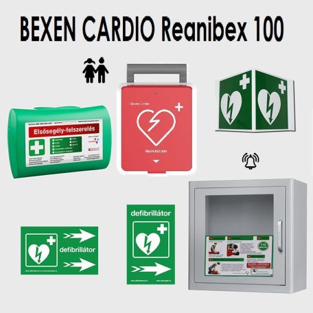 OFFICE PLUS csomag: BEXEN Reanibex 100 automata defibrillátor duál elektródával 