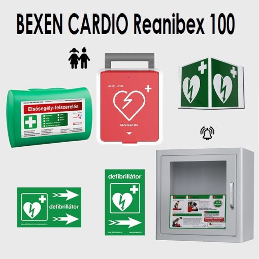 OFFICE PLUS csomag: BEXEN Reanibex 100 automata defibrillátor duál elektródával 