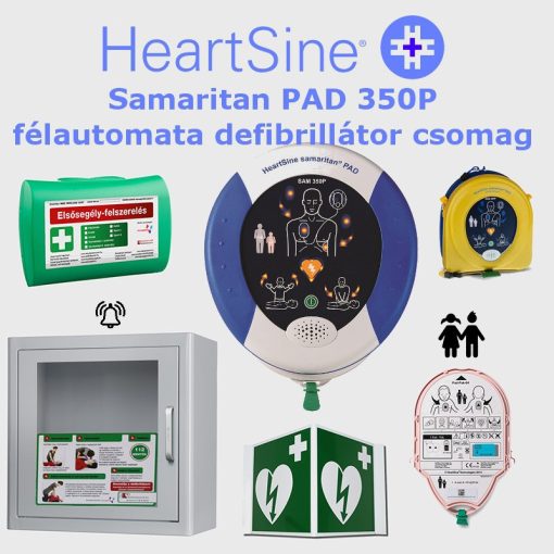 Iskola (gyermek) csomag: HeartSine Samaritan PAD 350P Riasztós AED tárolóval