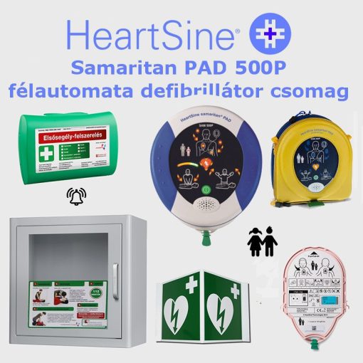 Iskola (gyermek) csomag: HeartSine Samaritan PAD 500P Riasztós AED tárolóval
