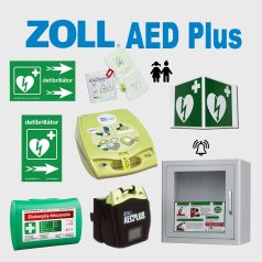  Iskolai csomag: Zoll AED Plus félautomata defibrillátor riasztós AED tároló+ gyermek elektróda