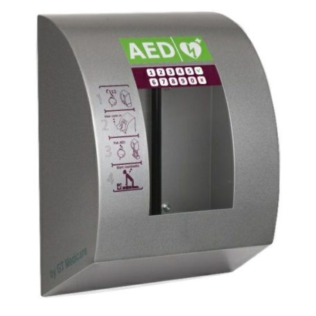 SixCase kültéri, fűtött, riasztóval és világítással ellátott defibrillátor szekrény. Nyitás: PIN kód, vagy kulcs